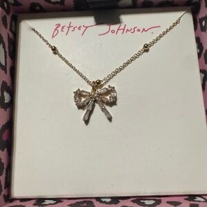 Betsey Johnson Gold and Silver Bow Necklace